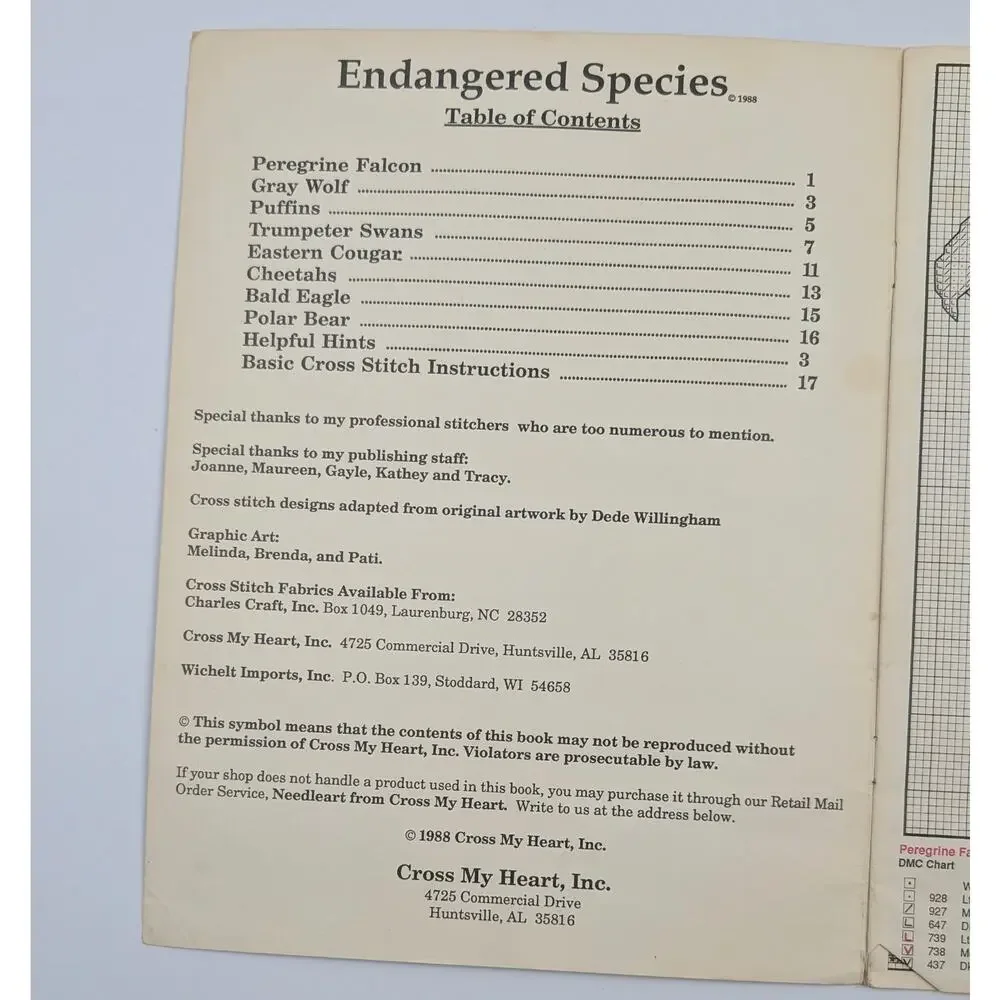 Endangered Species Counted Cross Stitch Booklet by Cross My Heart 1988